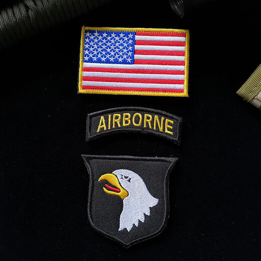 Shifanli American 101 Eagle Head Armband Embroidered Velcro Badge Military Fan Badge Outdoor Backpack Morale Badge DIY Red