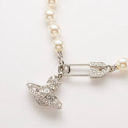 VVIENNE WESTLOCK counter genuine SF gift box Western Queen Mother's classic Saturn bracelet jewelry gift for girlfriend and wife silver-Saturn full diamond earrings