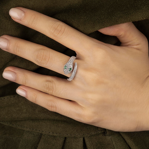 APM Monaco Green Eyed Snake Open Ring Ring Fashion Accessories Jewelry Gift for Girlfriend