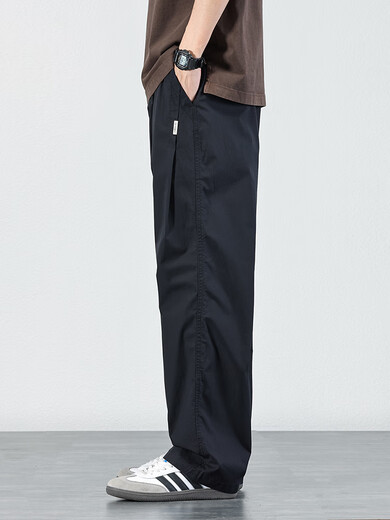 New Balance straight casual pants for men 2025 spring and autumn simple solid color loose trousers trendy wide leg pants autumn black L 130-150Jin Jin equals 0.5 kg