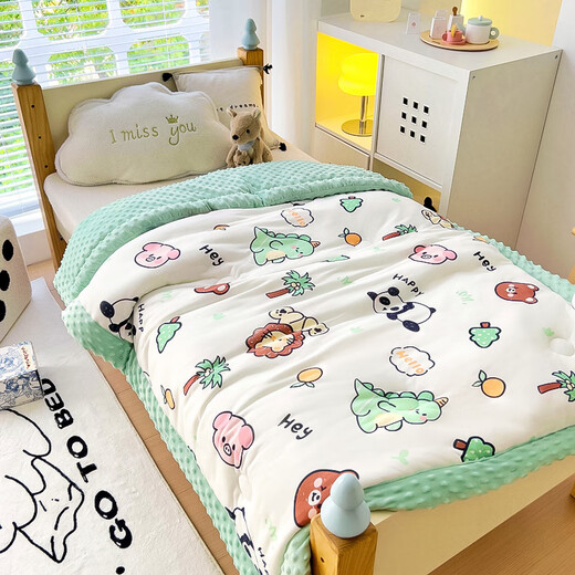 He Jiagong Children's Beanie Quilt Core 2025 New Spring and Autumn Quilt Kindergarten Quilt Baby Nap Small Throw Animal Kingdom Class A Maternal and Infant Grade Warm and Lightweight 150x200cm Winter Quilt Approximately 5 Jin Jin equals 0.5 kg (suitable for 5 years and above)
