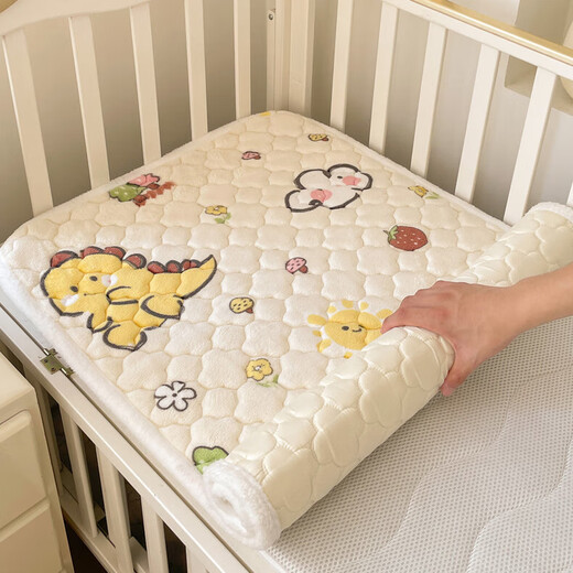 牛奶绒床垫宝宝小褥子冬季加绒拼接床软垫儿童幼儿园睡垫婴儿褥子 小猫咪【加绒加厚/可水洗/不掉毛】 80*180cm