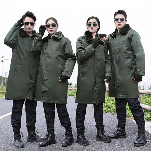 Pierre Cardin military coat men's winter thickened authentic Northeast Russia heavy-duty cold-proof green labor security cold storage cotton coat for women Army Green XL 175