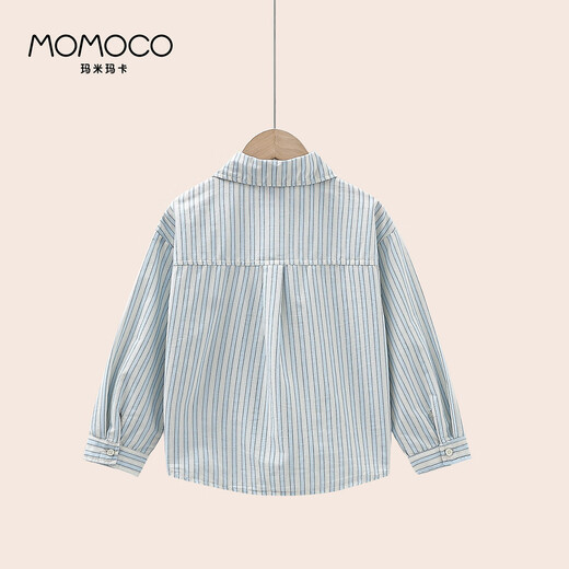 Mami Maka (MOMOCO) Children's Clothing Girls' Shirts 2025 Autumn Medium and Large Children's Fun Striped Shirts 001 Blue 105