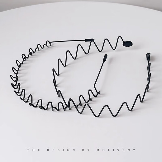 Hesi language black metal headband for face washing, movement, invisible back, hair pressing, fixed headband, non-restrictive hair card, unisex hairband, big wave style