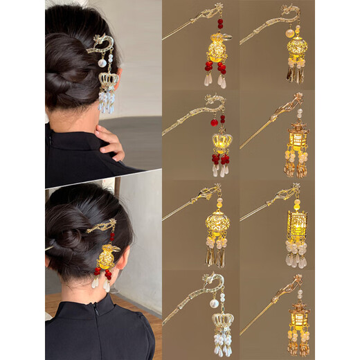 Mid-Autumn Festival lantern children's hairpin new ancient style palace lantern little girl's hairpin on the back of the head will shine hairpin main picture free eyebrow stickers