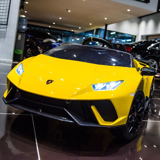 Cool Sun Lambo yellow children's remote control car can sit on baby electric car children's car can drive four-wheel drive