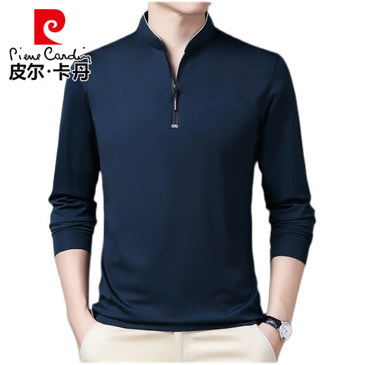 
Pierre cardin pure cotton long-sleeved T-shirt men's casual T-shirt top 2025 spring and autumn new middle-aged men's stand-up collar base shirt long-sleeved 6623 Baolan thin model M 165 suggestion 120 Jin [Jin equals 0.5 kg]
