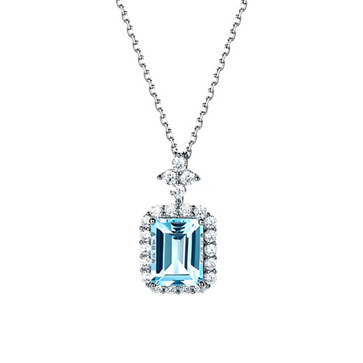 IDC Henan artificially cultivated diamond 18K gold cultivated aquamarine perfume bottle pendant light luxury clavicle chain lover gift wine bottle sapphire pendant