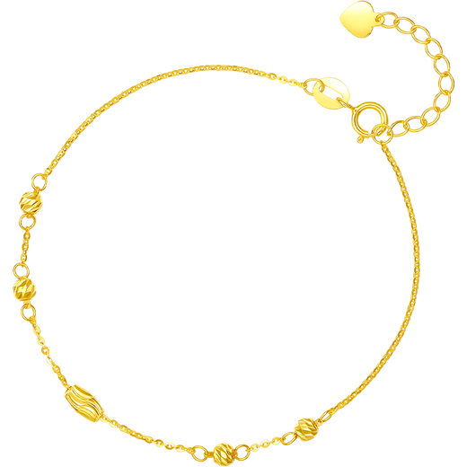 Saturday Lucky Yellow 18K Gold Bracelet Colorful Gold Bracelet Birthday Gift KH072149 About 16+2.5cm
