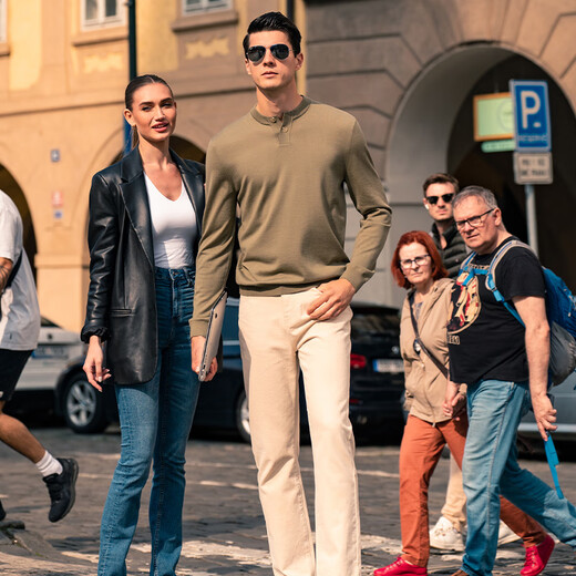 Mr. Bu Henry Collar Thin Wool T-Shirt Spring and Autumn Long Sleeve Wool Sweater Men's Birch Green S (165)