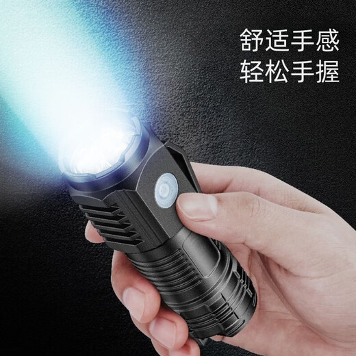 One-click flashing motorcycle flashlight portable strong light long-range self-defense outdoor mini three-eyed monster AX360 1 three-eyed monster flashlight multi-speed adjustment + portable back clip