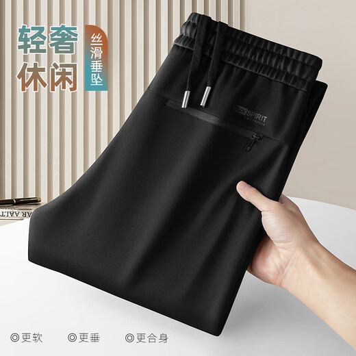 ROMON Drape Anti-wrinkle Men's Casual Pants Spring and Autumn Loose Straight Sports Pants Middle-aged Dad Autumn Men's Pants Blue Gray No Velvet/Advanced Drape/No Ironing Anti-wrinkle 2XL 156-170Jin Jin is equal to about 0.5 kg