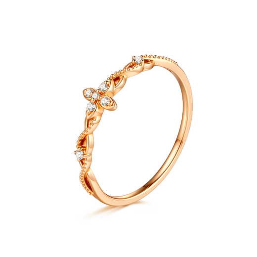 Mankalon 18K gold ring 2025 new gilt rose gold ring moissanite inlaid birthday gift for girlfriend, gilt vine 15 total weight about 1.2g, moissanite about 0.04ct