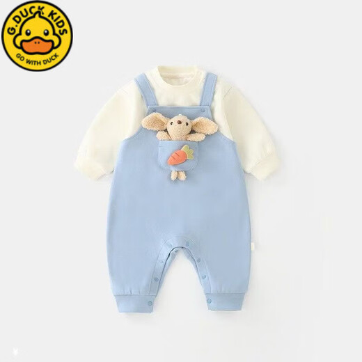 G.DUCKKIDS Little Yellow Duck Boys Overalls Autumn Cartoon New Infant Suit Children's Tops Baby Outer Wear Two-piece Set Blue Three-dimensional Rabbit Suspender Suit 80cm Recommended 8-12 Months