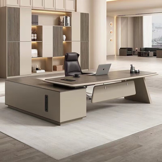 Desk Boss Desk Simple Modern Executive Desk Creative Office Desk and Chair Combination President Manager Desk Supervisor Desk Gray Track + Khaki 1.8 Meter Boss Desk