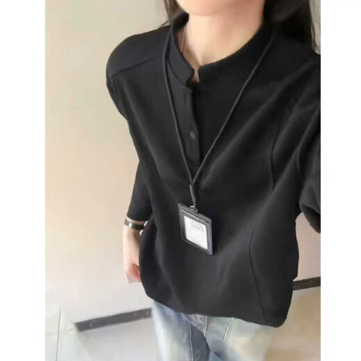 Mo Xiaodao Henry collar POLO shirt sweatshirt for men in spring and autumn deconstructed splicing design right shoulder bottoming shirt hooded long-sleeved T-shirt light gray XL 120-140Jin Jin equals 0.5 kg