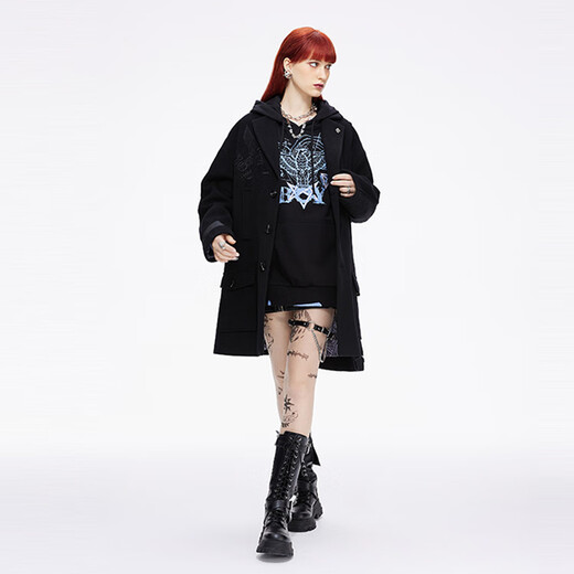 BOY LONDONFW21 Gothic letter Logo printed embroidered suit windbreaker, same style for men and women, black black XS