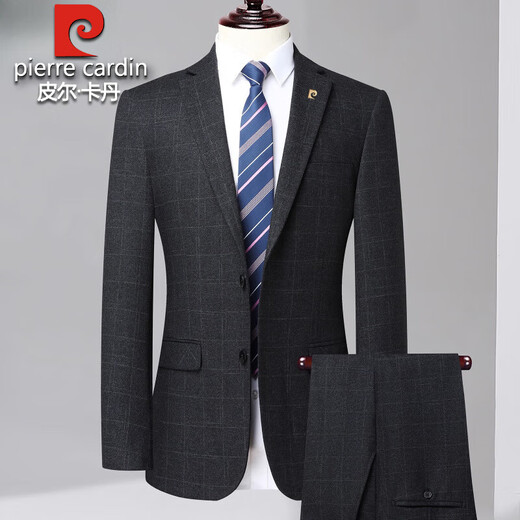 Pierre Cardin High-End Striped Suit Men's 2025 Autumn and Winter Thickened High-end Middle-aged Men's Casual Professional Formal Suit Blue Gray Stripe Model 6903