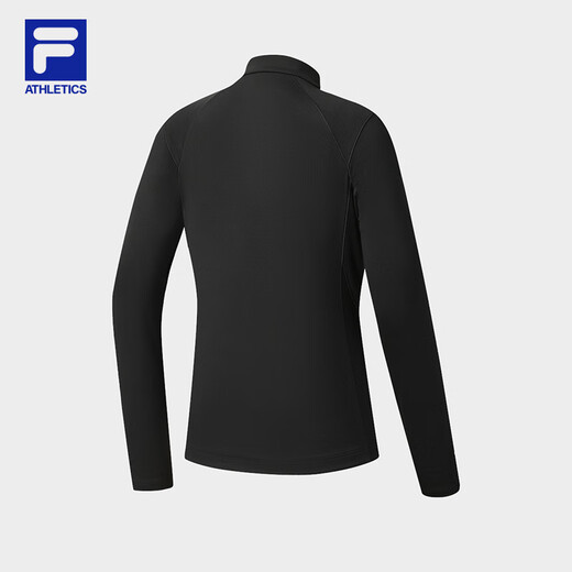 FILA official women's knitted long-sleeved shirt 2025 winter fitness sports plus velvet half-zip long T