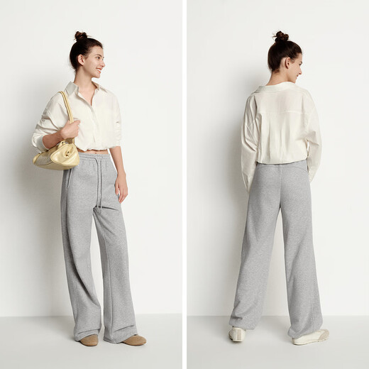 Semir-Freizeithosen für Frauen im Winter wärmeresistenten antibakteriellem Fleece-Kordelstringhose LOSS 2025 NEUE VERSATILE Weitbein-Hosen mittelblütige Blütengrau 00510 m