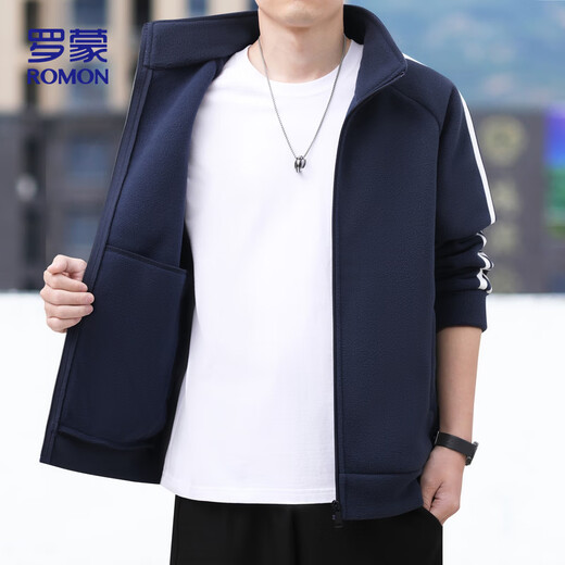 Romon Jacket Men's Autumn and Winter Casual Versatile Warm Windproof Polar Fleece Jacket Men's Dad Clothing 8868 Green XL