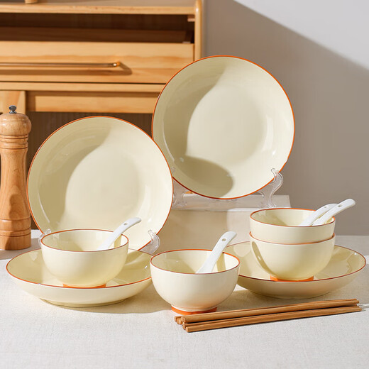 Cream style Chaka household high-value rice bowls and dishes high-temperature ceramic bowls and plates tableware set Chaka 2 7-inch plates