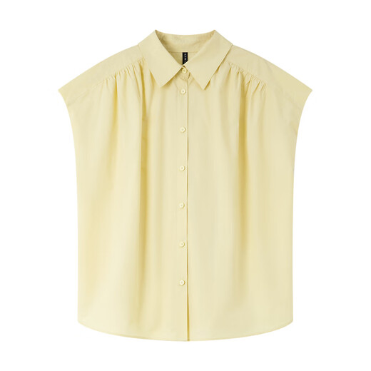 Vanciman Pure Cotton Damen-Kurzärärmel-Hemd für Frauen 2025 Sommer Neues Pendler einfaches Hemd Lose Revers Top M9859 Zitronen Sie