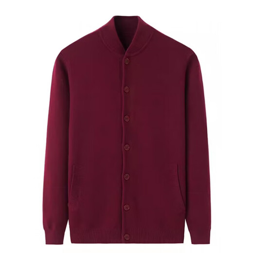 KING DEER middle-aged and elderly men's cashmere sweater stand collar thickened cardigan dad solid color knitted wool large size grandpa warm sweater dark gray XL 180 size 145-165Jin Jin is equal to 0.5 kg