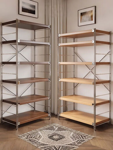 Fantasy Japanese-style storage rack floor-standing multi-layer medieval storage rack kitchen balcony storage room small shelf living room display 6-layer walnut color 90x31x190