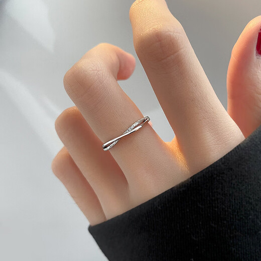 Hazel Orange 925 Silver Cross Ring Women's Simple Light Luxury Ring Niche Cold Style Open Ring Fashion Zircon Index Finger Ring s925 Silver Cross Zirconia Open Ring R05
