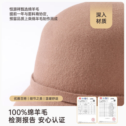 Hengyuanxiang hat women's autumn and winter warm hat for middle-aged and elderly wool basin hat gift box fisherman hat birthday gift