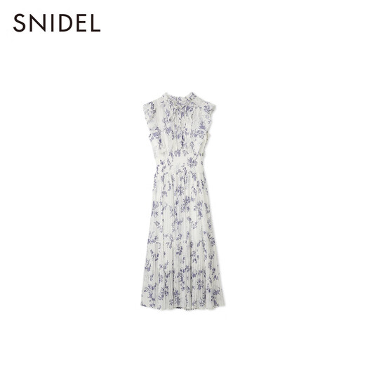 
SNIDEL2025 autumn and winter new product elegant ruffled small flying sleeve printed tea break dress SWFO254139 Ivory white M (1)