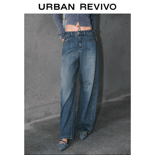 UR2025 Autumn Nuevo estilo de flujo de mujeres Retro Whisker Whisker Whisker Jeans pantalones Uyl850177 Azul 25