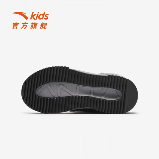 ANTA children's cotton shoes for boys and girls 2025 autumn and winter plus velvet for warmth, non-slip and wear-resistant outdoor high-top long snow boots Castle Gray/Black-1 37
