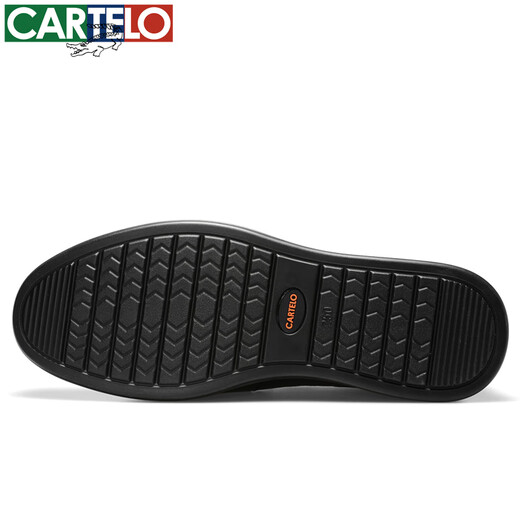 CARTELO crocodile leather shoes for men, first-layer cowhide, soft sole, comfortable one-leg business casual dad men's shoes 6931 black 43