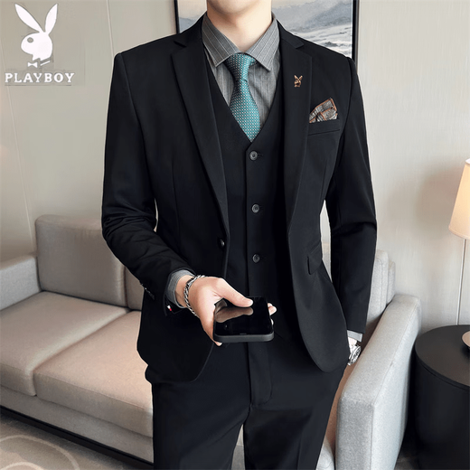 Playboy (PLAYBOY) suit suit men's jacket British slim fit Korean style groom wedding dress formal casual suit 2019 brown single suit 2XL recommended to wear 136-155Jin Jin equals 0.5 kg