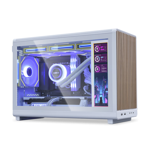 LIANLI 8,8-Zoll-Gehäusebildschirm, weißer ARGB-Lichtstreifen/Flexible Installation/500 Nits hohe Helligkeit/