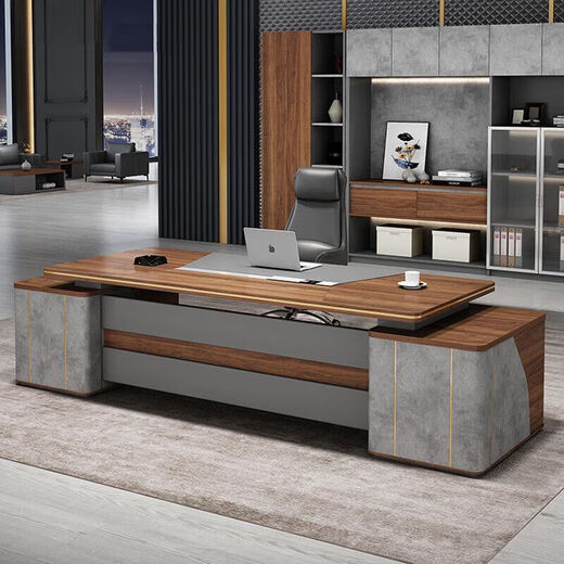 Boss desk light luxury executive desk office president desk manager desk simple modern office desk and chair combination 2.2 meters boss table left side cabinet