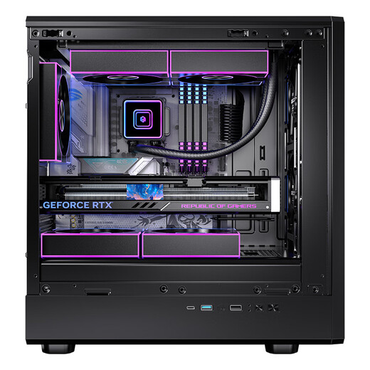 Das schwarze Hauptgehäuse des Peninsula Iron Box (PADO) Style 5 für Desktop-Computer unterstützt M-ATX-Motherboards/mit Typ-C/Frontplatte aus Eisengeflecht/Schiebeglas-Design/8 Lüfterpositionen