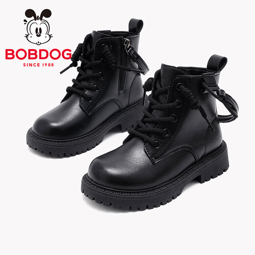 BOBDOG children's shoes, girls' winter comfortable and versatile boots, fashionable and warm children's Martin boots 112555127 black 34