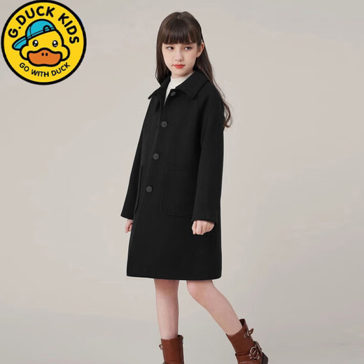 G.DUCKKIDS Wollmantel für Mädchen, 2025, neuer Wollmantel für Kinder, Herbst- und Winterkleidung für große Mädchen, Wollmantel im britischen Stil, Khaki, 150 cm