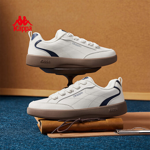 Kappa -Frauenschuhe, Low Top Board -Schuhe, weiche Sohle von Frauen 2025 Herbst Neue, vielseitige weiße Schuhe lässige dicke Sohle für Frauen, Winter weiß/dunkelblau, Single -Layer 38 (235 mm)