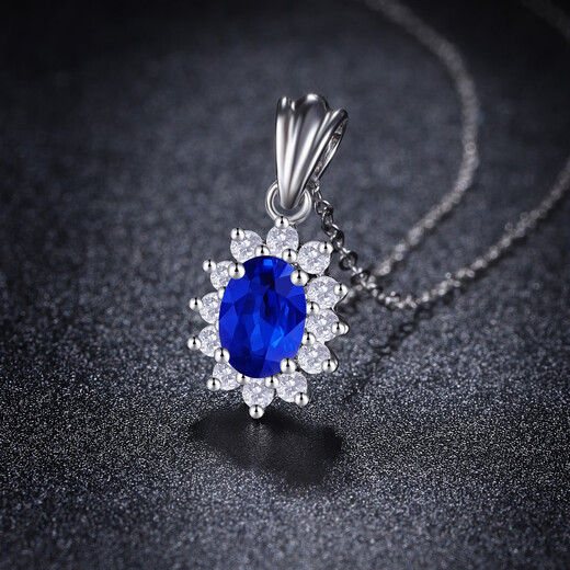 Tingliang 0.6 carat Sri Lankan natural sapphire pendant for women in 18k gold set with diamonds for Qixi Festival with 18K gold necklace