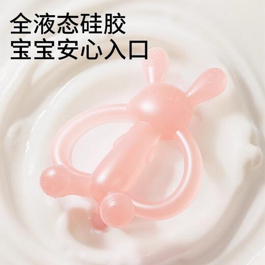 Licheers baby teether molar stick oral period 3-6 months rabbit teether baby anti-eating hand molar toy pink