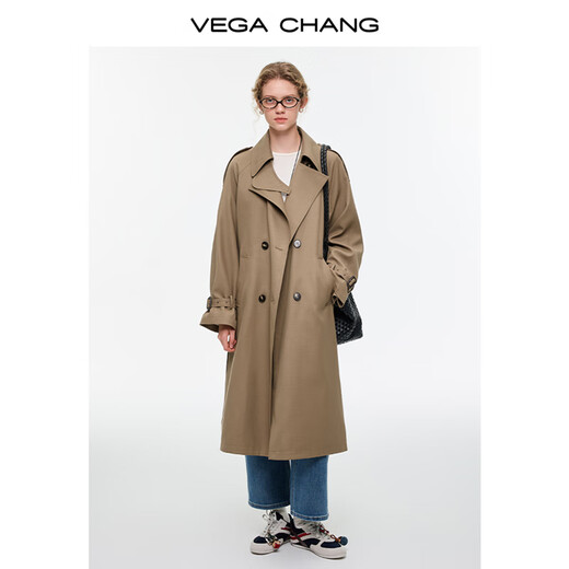 VEGA CHANG relaxed windbreaker, delicate sheep wool 25 autumn style, hidden meat, slimming and long coat, warm camel brown M