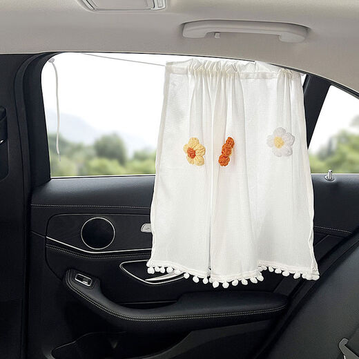 Litian suction cup car window sunshade cute baby baby child car window side window car rear window sun protection temperament rice flower - white hook single