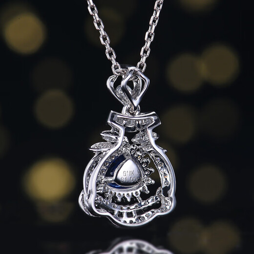 HEEKAIYI Sapphire Necklace for Women Royal Blue 18k Gold Diamond Pendant Chinese Valentine's Day Birthday Gift for Wife and Girlfriend Selected 1 Carat/Royal Blue 1 Carat Contains 18k Gold Chain