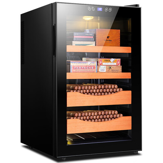 Shantou Lincun 65C temperature controlled humidifying cigar cabinet mini small household cedar wood electronic wine cabinet cigarette cabinet 68C fifth generation temperature and humidity control 2 2 black