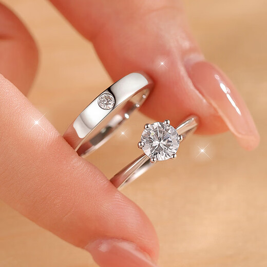 RHM platinum ring for women one carat moissanite PT950 platinum wedding couple ring birthday gift for girlfriend platinum couple ring pair + certificate + gift box